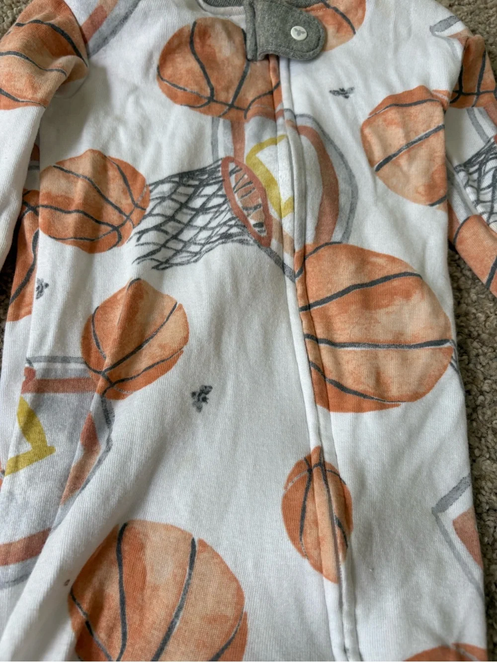 Burt’s Bees Baby Set Of 2 Footie Pajamas 18 Months Zipper Basketball Dogs
